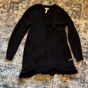 Matilda Jane Black Knit Cardigan with Lace Hem